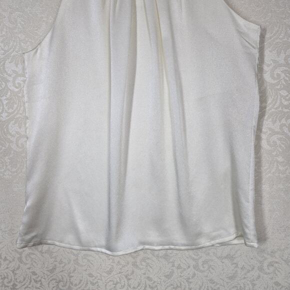 VTG Chaus Halter High Neck Top sz 10 Ivory Sleeveless Rhinestone Buttons - Picture 3 of 11